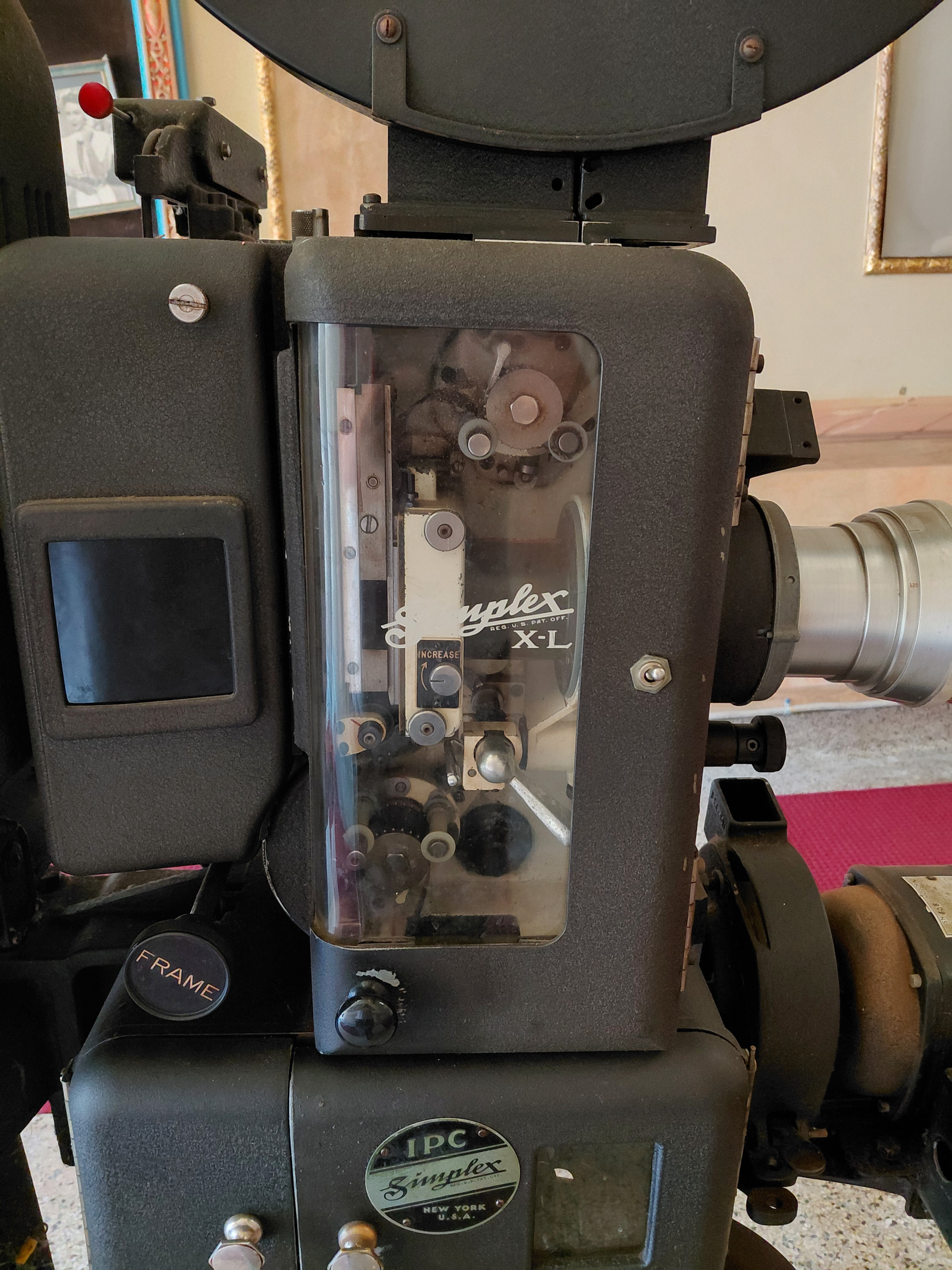 Internal film mechanism of the Simplex X-L 35mm projector