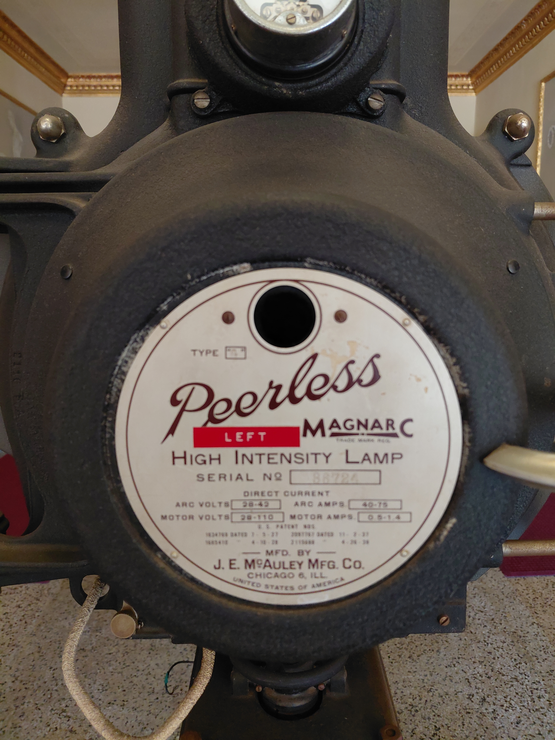Peerless Magnarc high-intensity lamp identification plate