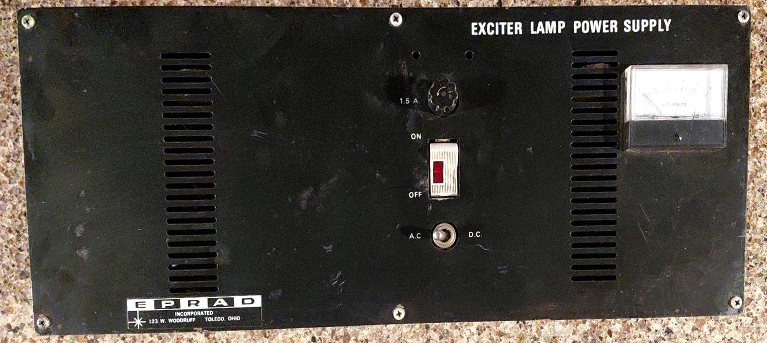Front panel of an EPRAD exciter lamp power supply used with a 35mm projector optical sound system