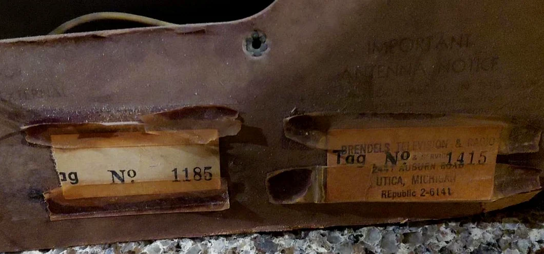 Original service tags preserved inside vintage TruTone radio